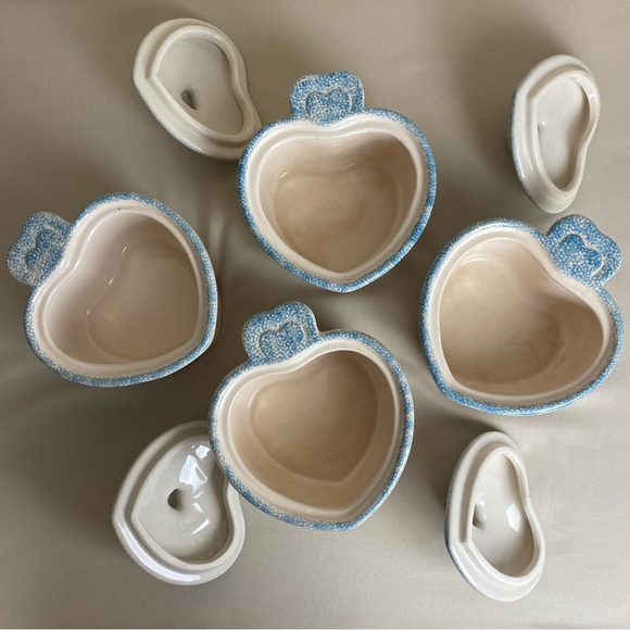 Set of 4 Teamson China 1996 Heart Shape Pot with Lid - Picture 5 of 8